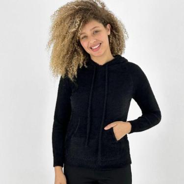 Imagem de Blusa Blue Rose Canguru de Lã Felpuda com Capuz Feminina-Feminino