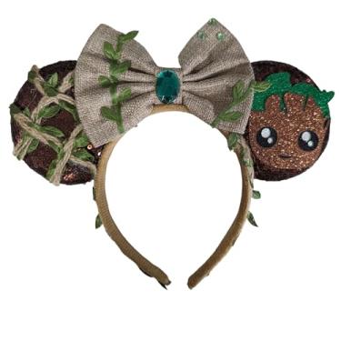 Imagem de CLGIFT Orelhas de Mickey de super-herói, minnie, faixa de cabeça flexível, mouse de lantejoula, I Am Groot, 1 Count (Pack of 1)