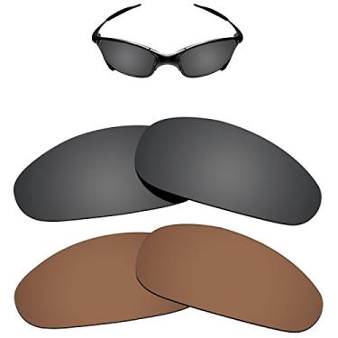 Imagem de Kygear Lentes de reposição polarizadas antidesbotamento à prova de brilho de 12 mm para óculos de sol Oakley Juliet (preto e marrom)