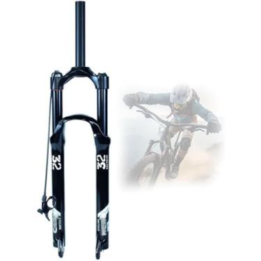 Imagem de Garfos de suspensão a ar de 26/27,5/29 pol., freio a disco de liberação rápida de liga leve de 140 mm com garfo de bicicleta de montanha de círculo de viagem, trava remota reta, 27,5 polegad