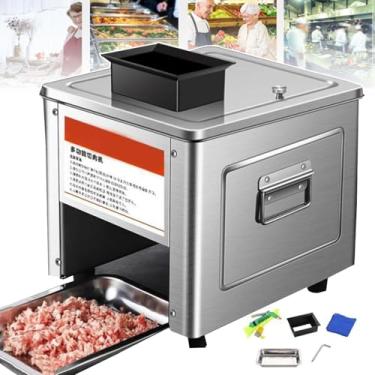 Imagem de Máquina de cortar carne elétrica de 850 W (fatiável/cortado em cubos / ralado), 330 Lb/H, para peixe de porco desossado, legumes lisos para uso familiar e comercial, 10 mm
