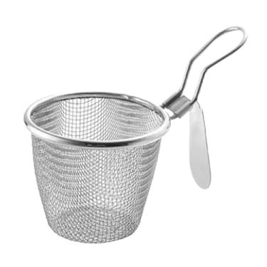 Imagem de Generic Cesta de fritura de aço inoxidável, malha de arame fino, coador de alimentos, frigideira quente, cesta de filtro, peneira, secador