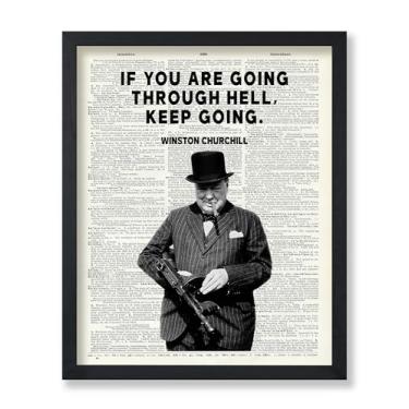 Imagem de Poster Master Pôster Keep Going - Impressão de Winston Churchill - Arte motivacional - Arte de citações encorajadoras - Presente para homens e mulheres - Decoração inspiradora engraçada para sala de
