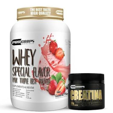 Imagem de Kit Whey Special Flavor 840g 3W Best Protein + Creatina Beta Alanina e Glutamina 100g (840g, Sorvete de Morango)