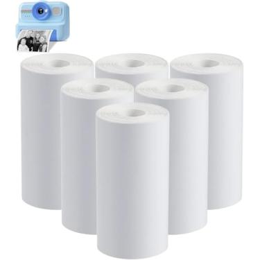 Imagem de Papel de impressão instantânea para câmeras instantâneas, 6 rolos de papel de impressão preto e branco para câmera de impressão instantânea infantil KC02, conjunto de papel de impressão térmica sem