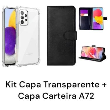 Imagem de Kit Capa Capinha Transparente + Capa Carteira Preta Para Samsung Galax
