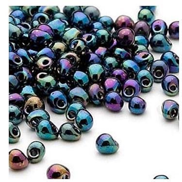 Imagem de Miyuki Miyuki Contas de vidro de sementes de lágrima gotas 4 x 3,4 mm 15 gramas (íris arco-íris)