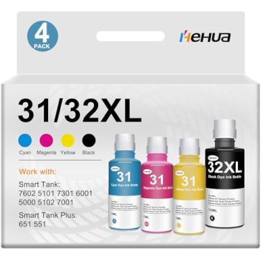Imagem de hehua 31 32XL frasco de tinta de substituição para HP 31 32XL 32XL frascos recarregados de tinta compatíveis com HP Smart Tank 5101 7602 5000 7301 6001 Plus 651 551 GT-5810 GT-5820 GT-5822 refil de