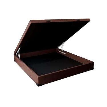 Imagem de Base para Cama Box Casal Martin Premium com Baú Suede (47x138x188) Marrom