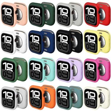 Imagem de Compatível com Apple Watch Series10 46 mm 42 mm capa protetora de silicone TPU à prova de choque amortecedor resistente a arranhões para mulheres e homens (pacote com 16 unidades, série 10 42 mm)