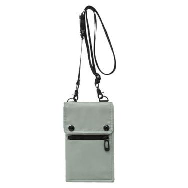 Imagem de Long Keeper Carteira de pescoço para viagem – Bolsa tiracolo tiracolo com porta-passaporte antifurto pequena resistente à água, Cinza, One Size