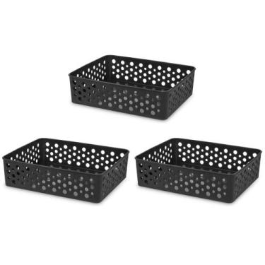 Imagem de Kit 3 Cesto Organizador Rattan Multiuso Armário Gaveta Lavanderia M (2