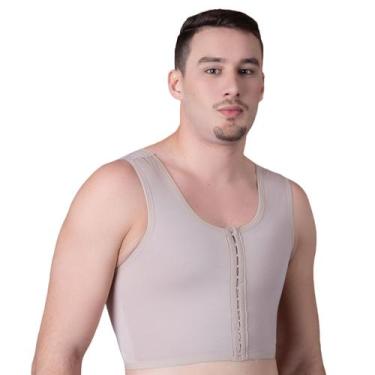 Imagem de Cinta Ginecomastia Colete Pós-cirúrgico Curto Emana New Form, P, Marro