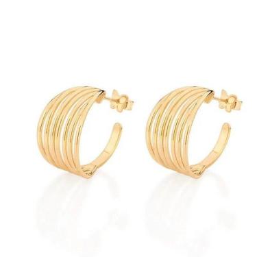 Imagem de Brincos banhado ouro 3x 24k 18k e 22k femininos meia argola rommanel d