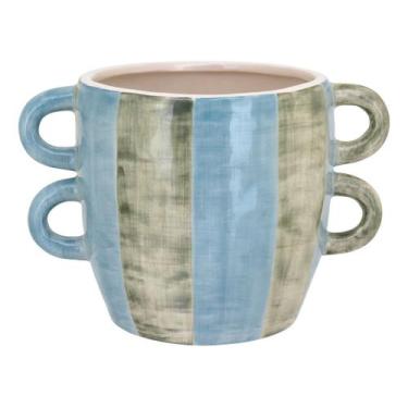 Imagem de CACHEPÔ CERÂMICA VASO DECORATIVO PLANTA 15x22x22cm AZUL - NH, Material