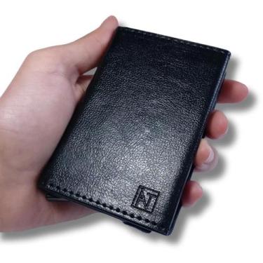 Imagem de Carteira Slim Masculina Rfid Fina Preta Marca Atni Exclusive - Atni Rf