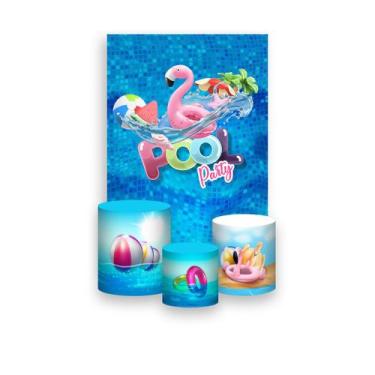 Imagem de Painel De Festa Vertical 1,50 x 2,20 + Trio De Capas Cilindro - Pool P