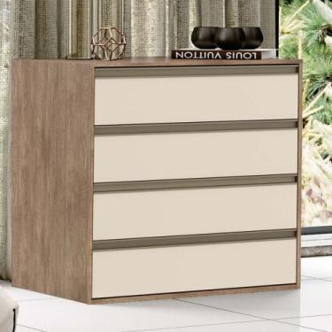Imagem de Cômoda 4 Gavetas 100 MDF Select Belmax, Carvalho/Off White