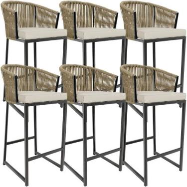Imagem de Kit 06 Banqueta Para Área Gourmet Cozinha Varanda Corda Náutica Sunset