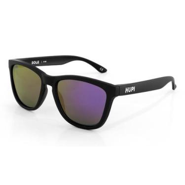 Imagem de Óculos de Sol HUPI Sole Armação Preto Lente Roxo Espelhado, Preto, Rox