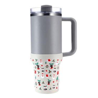 Imagem de Uvafly Bota de Natal para Stanley, protetor inferior de copo de água de silicone, acessórios para Stanley Quencher H2.0 FlowState Tumbler 1,134 g / Stanley Adventure Quencher Tumbler 1,134 g (creme)