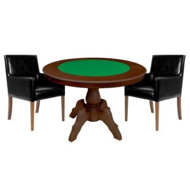 Imagem de Mesa de Jogos Carteado Redonda Montreal Tampo Reversível Imbuia com 2 