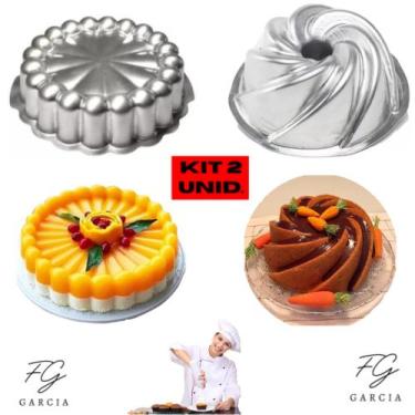 Imagem de Kit De 1 Forma Vulcão Com Furo Para Bolo Bundt  + 1 Forma Charlotte Pa