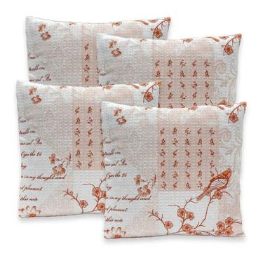 Imagem de Kit 4 Capas de Almofadas Estampadas Piquet Favinho 40x40 C/ Zíper Lind