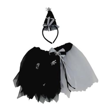 Imagem de Kit Fantasia Infantil Halloween Bruxinha - Festas e Fantasias, Branco