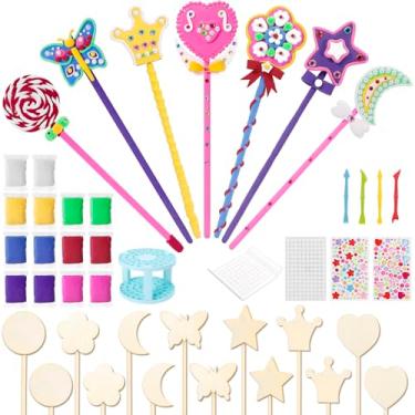 Imagem de Make Your Own Princess Wand Magic Wand Making Kit DIY Fairy Wands Craft Set for Kids Girls for Birthday Party Gift, 39 PCS to Create 14 Wands