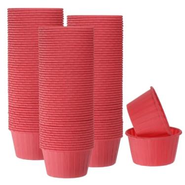 Imagem de HARFINGTON 150 peças de copos de cupcake de 100 ml, tamanho padrão, forros de cupcake de papel, embalagens à prova de gordura, descartáveis para casamento, aniversários, Natal, sobremesa, vermelho
