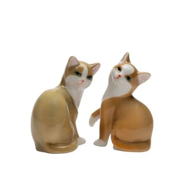 Imagem de Cosmos Gifts Saleiro e pimenteiro de porcelana fina 20978 que abraçam gatos