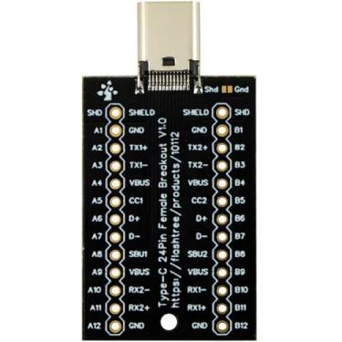 Imagem de naughtystarts Placa de fuga USB tipo C, plugue fêmea, 24 pinos, saída de pinos completos, PCB banhado a ouro, porta USB C de substituição
