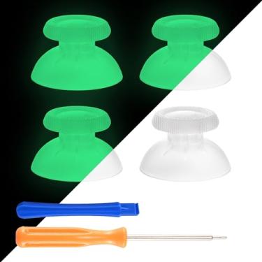 Imagem de eXtremeRate 2 pares que brilham no escuro – substituição verde para controle de PS5, joystick analógico personalizado compatível com PS5, para PS4 todos os modelos de controladores universais – controle não incluído