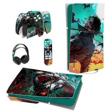 Imagem de PlayVital Conjunto completo de adesivos para ps5 Slim Console Disc Edition (o novo design menor), capa de decalque de vinil para controle ps5, fone de ouvido e estação de carregamento - Zumbi furioso