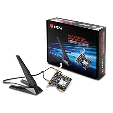 Imagem de MSI Dual Band AX 200 WiFi 6 Bluetooth 5.0 longo alcance sem fio MU-MIMO PCIe placa adaptador de rede (AX916C)