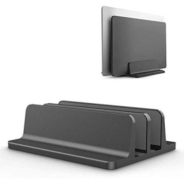 Imagem de Suporte vertical universal para laptop, suporte de mesa duplo ajustável (até 43.9 cm) para laptops Samsung/HP/Dell/Chrome Book (preto)