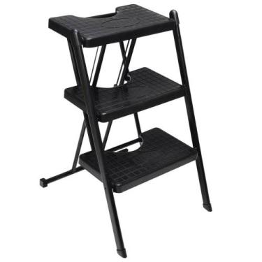Imagem de Escada Dobrável Compacta 3 Degraus Anodilar 120kg Preto