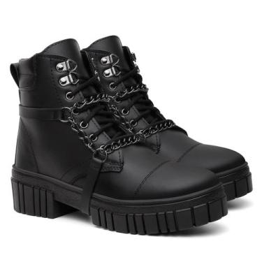 Imagem de Bota Feminina Preta Correntes Delicadas Sola Tratorada - Rizzi Shoes, 