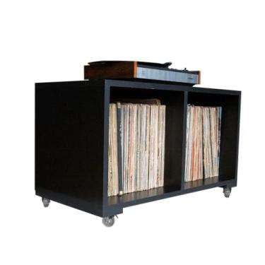 Imagem de Serena Estantes Estante Rack Para Vinil e Aparelho TOP-14 (Preto) 2 Prateleiras Retrô com Rodinhas de Silicone