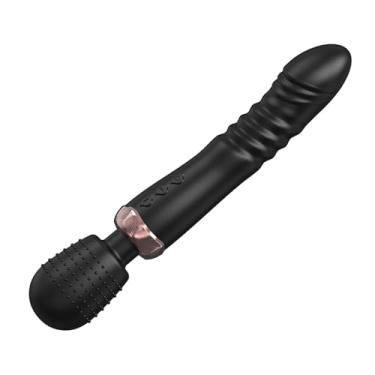Imagem de Poderoso empurrando vibradores vibrador três motores telescópico mais vibração brinquedos sexuais tamanho grande varinha massageador brinquedo sexual para casal(Black)