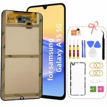 Imagem de Substituição para montagem de tela LCD Galaxy A15 5G para Samsung A15 5G Touch Digitalizador sem moldura Toolkits SM-A156U SM-A156P SM-A156W SM-A156M 6,5 polegadas (sem impressão digital)
