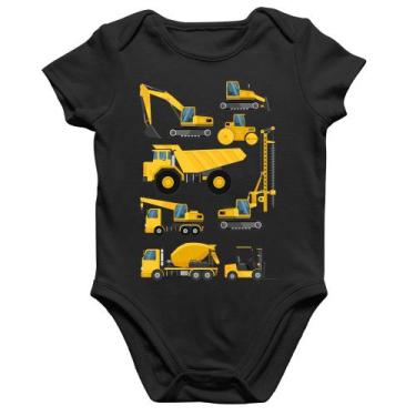 Imagem de Body Bebê Algodão Veículos de construção - Foca na Moda, Preto, G