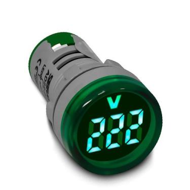 Imagem de Medidor Voltímetro Digital 22mm Verde de 20-500Vca - AD22-22VS-G - Sib