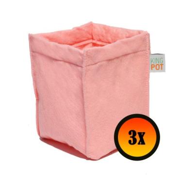Imagem de 3 Vasos de Plantas e Flores 2 Litros Feltro Quadrado - King Pot, Rosa