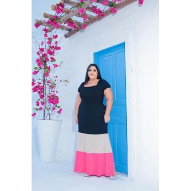 Imagem de Vestido Longo Babado Barra Colorido Busto Lastex Plus Size - luh may, 
