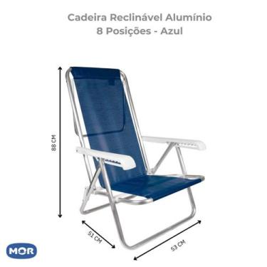 Imagem de Cadeira De Praia Reclinável 8 Posições Alumínio - MOR AZUL MARINHO