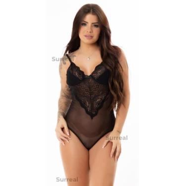 Imagem de Body Sexy Tule Transparente Decote Renda Sedutor  Lingerie Provocante 