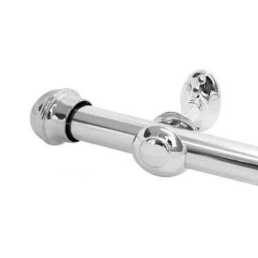 Imagem de Varão Simples 2,00 Metros Prata Cromado 19 mm para Cortina com Ponteir