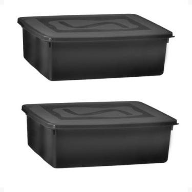 Imagem de Caixa Organize 18l c/tampa Black Conjunto c/2 unid - Plasticos Santana